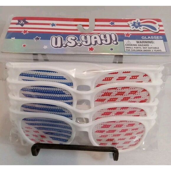 Patriotic 4 Pair Pack U.S. Yay Party Eyeglasses Glasses 4 Pair New In Package - Picture 1 of 4